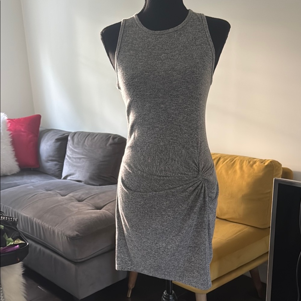 Abercrombie & Fitch Gray Ruched Asymmetrical Halter Dress